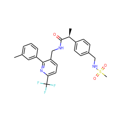 Cc1cccc(-c2nc(C(F)(F)F)ccc2CNC(=O)[C@@H](C)c2ccc(CNS(C)(=O)=O)cc2)c1 ZINC000169711855