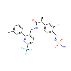 Cc1cccc(-c2nc(C(F)(F)F)ccc2CNC(=O)[C@@H](C)c2ccc(CNS(N)(=O)=O)c(F)c2)c1 ZINC000169711882