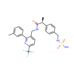 Cc1cccc(-c2nc(C(F)(F)F)ccc2CNC(=O)[C@@H](C)c2ccc(CNS(N)(=O)=O)cc2)c1 ZINC000169711885