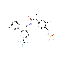 Cc1cccc(-c2nc(C(F)(F)F)ccc2CNC(=O)[C@H](C)c2ccc(CNS(C)(=O)=O)c(F)c2)c1 ZINC000169711870