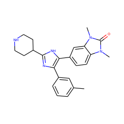 Cc1cccc(-c2nc(C3CCNCC3)[nH]c2-c2ccc3c(c2)n(C)c(=O)n3C)c1 ZINC000028000374