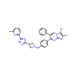 Cc1cccc(-c2nc(C3CN(Cc4ccc(-c5nc6nc(C)c(Br)n6cc5-c5ccccc5)cc4)C3)n[nH]2)n1 ZINC000168089188