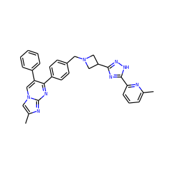 Cc1cccc(-c2nc(C3CN(Cc4ccc(-c5nc6nc(C)cn6cc5-c5ccccc5)cc4)C3)n[nH]2)n1 ZINC000167531308