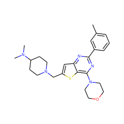 Cc1cccc(-c2nc(N3CCOCC3)c3sc(CN4CCC(N(C)C)CC4)cc3n2)c1 ZINC000095553180