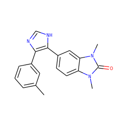 Cc1cccc(-c2nc[nH]c2-c2ccc3c(c2)n(C)c(=O)n3C)c1 ZINC000014958442