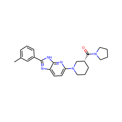 Cc1cccc(-c2nc3ccc(N4CCC[C@@H](C(=O)N5CCCC5)C4)nc3[nH]2)c1 ZINC001772608884