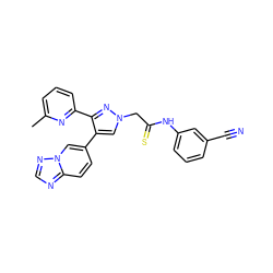 Cc1cccc(-c2nn(CC(=S)Nc3cccc(C#N)c3)cc2-c2ccc3ncnn3c2)n1 ZINC000169335944