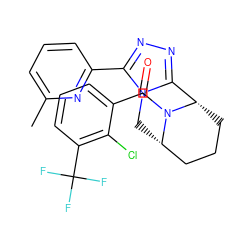 Cc1cccc(-c2nnc3n2C[C@H]2CCC[C@@H]3N2C(=O)c2cccc(C(F)(F)F)c2Cl)n1 ZINC000226093859