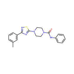 Cc1cccc(-c2nsc(N3CCN(C(=O)Nc4ccccc4)CC3)n2)c1 ZINC000034838171