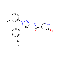 Cc1cccc(-n2nc(NC(=O)[C@H]3CNC(=O)C3)cc2-c2cccc(C(C)(C)C)c2)c1 ZINC000169707066