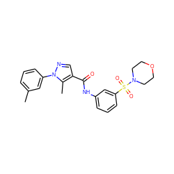 Cc1cccc(-n2ncc(C(=O)Nc3cccc(S(=O)(=O)N4CCOCC4)c3)c2C)c1 ZINC000029462273