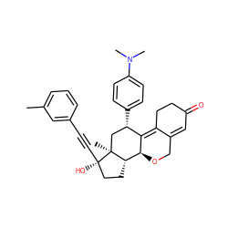 Cc1cccc(C#C[C@]2(O)CC[C@H]3[C@@H]4OCC5=CC(=O)CCC5=C4[C@@H](c4ccc(N(C)C)cc4)C[C@@]32C)c1 ZINC000028818168