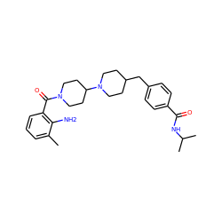 Cc1cccc(C(=O)N2CCC(N3CCC(Cc4ccc(C(=O)NC(C)C)cc4)CC3)CC2)c1N ZINC000029477263