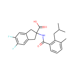 Cc1cccc(C(=O)NC2(C(=O)O)Cc3cc(F)c(F)cc3C2)c1CC(C)C ZINC000146810501