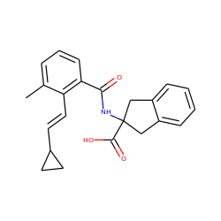 Cc1cccc(C(=O)NC2(C(=O)O)Cc3ccccc3C2)c1/C=C/C1CC1 ZINC000146781050