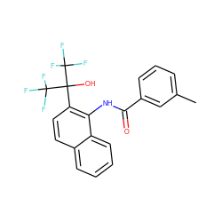 Cc1cccc(C(=O)Nc2c(C(O)(C(F)(F)F)C(F)(F)F)ccc3ccccc23)c1 ZINC000013489810