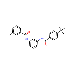 Cc1cccc(C(=O)Nc2cccc(NC(=O)c3ccc(C(C)(C)C)cc3)c2)c1 ZINC000000802220