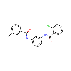 Cc1cccc(C(=O)Nc2cccc(NC(=O)c3ccccc3Cl)c2)c1 ZINC000148615878