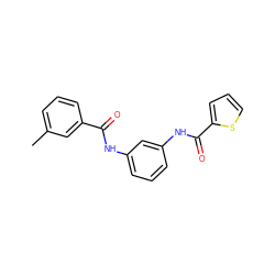 Cc1cccc(C(=O)Nc2cccc(NC(=O)c3cccs3)c2)c1 ZINC000024033209