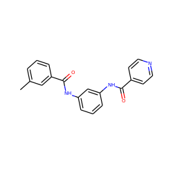 Cc1cccc(C(=O)Nc2cccc(NC(=O)c3ccncc3)c2)c1 ZINC000046244446