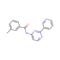 Cc1cccc(C(=O)Nc2ccnc(-c3cccnc3)n2)c1 ZINC000001390001