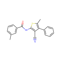 Cc1cccc(C(=O)Nc2sc(C)c(-c3ccccc3)c2C#N)c1 ZINC000001001985