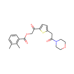 Cc1cccc(C(=O)OCC(=O)c2ccc(CC(=O)N3CCOCC3)s2)c1C ZINC000007061188