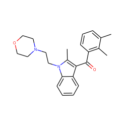 Cc1cccc(C(=O)c2c(C)n(CCN3CCOCC3)c3ccccc23)c1C ZINC000013781960