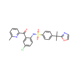 Cc1cccc(C(=O)c2cc(Cl)ccc2NS(=O)(=O)c2ccc(C(C)(C)c3ncco3)cc2)n1 ZINC000113626046