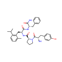 Cc1cccc(C(C)C)c1C[C@H](NC(=O)[C@@H]1CCCN1C(=O)[C@@H](N)Cc1ccc(O)cc1)C(=O)N[C@@H](Cc1ccccc1)C(N)=O ZINC000028654503