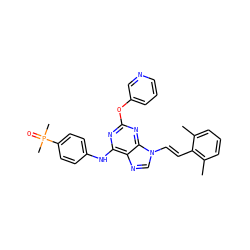 Cc1cccc(C)c1/C=C/n1cnc2c(Nc3ccc(P(C)(C)=O)cc3)nc(Oc3cccnc3)nc21 ZINC000040865903