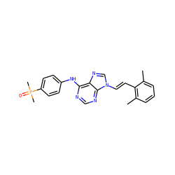 Cc1cccc(C)c1/C=C/n1cnc2c(Nc3ccc(P(C)(C)=O)cc3)ncnc21 ZINC000043199744