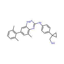 Cc1cccc(C)c1-c1cc(C)c2nc(Nc3ccc(C4(CN)CC4)cc3)nnc2c1 ZINC000096167694