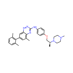 Cc1cccc(C)c1-c1cc(C)c2nc(Nc3ccc(OC[C@H](C)N4CCN(C)CC4)cc3)nnc2c1 ZINC000028702858