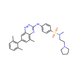 Cc1cccc(C)c1-c1cc(C)c2nc(Nc3ccc(S(=O)(=O)N(C)CCN4CCCC4)cc3)nnc2c1 ZINC000035874215