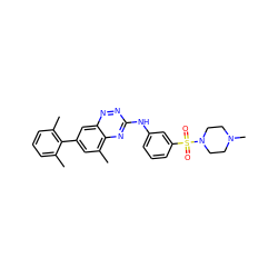 Cc1cccc(C)c1-c1cc(C)c2nc(Nc3cccc(S(=O)(=O)N4CCN(C)CC4)c3)nnc2c1 ZINC000028603990