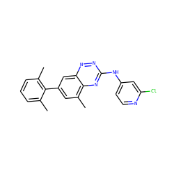 Cc1cccc(C)c1-c1cc(C)c2nc(Nc3ccnc(Cl)c3)nnc2c1 ZINC000096167729