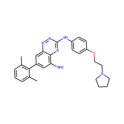 Cc1cccc(C)c1-c1cc(N)c2nc(Nc3ccc(OCCN4CCCC4)cc3)nnc2c1 ZINC000028702883