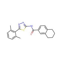 Cc1cccc(C)c1-c1nnc(NC(=O)c2ccc3c(c2)CCCC3)s1 ZINC000043118645