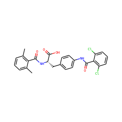 Cc1cccc(C)c1C(=O)N[C@@H](Cc1ccc(NC(=O)c2c(Cl)cccc2Cl)cc1)C(=O)O ZINC000013443159