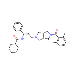 Cc1cccc(C)c1C(=O)N1C[C@@H]2CN(CC[C@H](NC(=O)C3CCCCC3)c3ccccc3)C[C@@H]2C1 ZINC000049783782