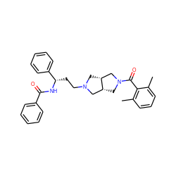 Cc1cccc(C)c1C(=O)N1C[C@@H]2CN(CC[C@H](NC(=O)c3ccccc3)c3ccccc3)C[C@@H]2C1 ZINC000049793834