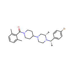 Cc1cccc(C)c1C(=O)N1CCC(N2CCN([C@@H](C)c3ccc(Br)cc3)[C@@H](C)C2)CC1 ZINC000026993411