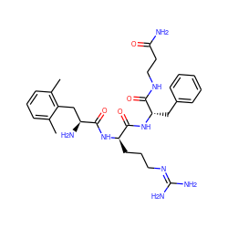 Cc1cccc(C)c1C[C@H](N)C(=O)N[C@H](CCCN=C(N)N)C(=O)N[C@@H](Cc1ccccc1)C(=O)NCCC(N)=O ZINC000028264832