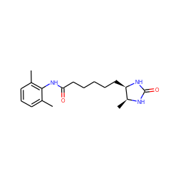 Cc1cccc(C)c1NC(=O)CCCCC[C@H]1NC(=O)N[C@H]1C ZINC000004520552