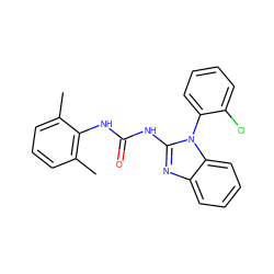 Cc1cccc(C)c1NC(=O)Nc1nc2ccccc2n1-c1ccccc1Cl ZINC000029547820