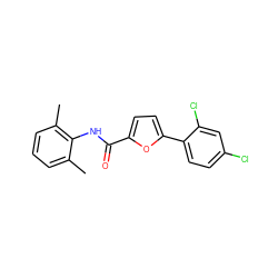 Cc1cccc(C)c1NC(=O)c1ccc(-c2ccc(Cl)cc2Cl)o1 ZINC000001206903