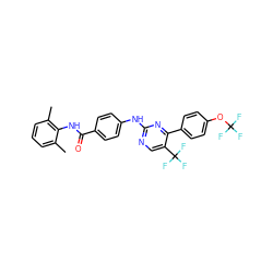 Cc1cccc(C)c1NC(=O)c1ccc(Nc2ncc(C(F)(F)F)c(-c3ccc(OC(F)(F)F)cc3)n2)cc1 ZINC000103241171