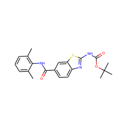 Cc1cccc(C)c1NC(=O)c1ccc2nc(NC(=O)OC(C)(C)C)sc2c1 ZINC000013533841