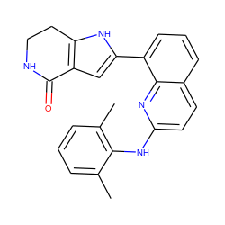 Cc1cccc(C)c1Nc1ccc2cccc(-c3cc4c([nH]3)CCNC4=O)c2n1 ZINC000223408503